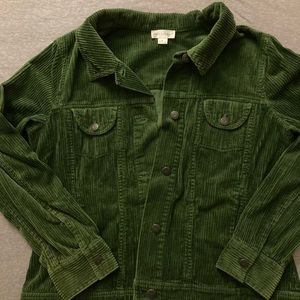Emerald green corduroy lightweight jacket.